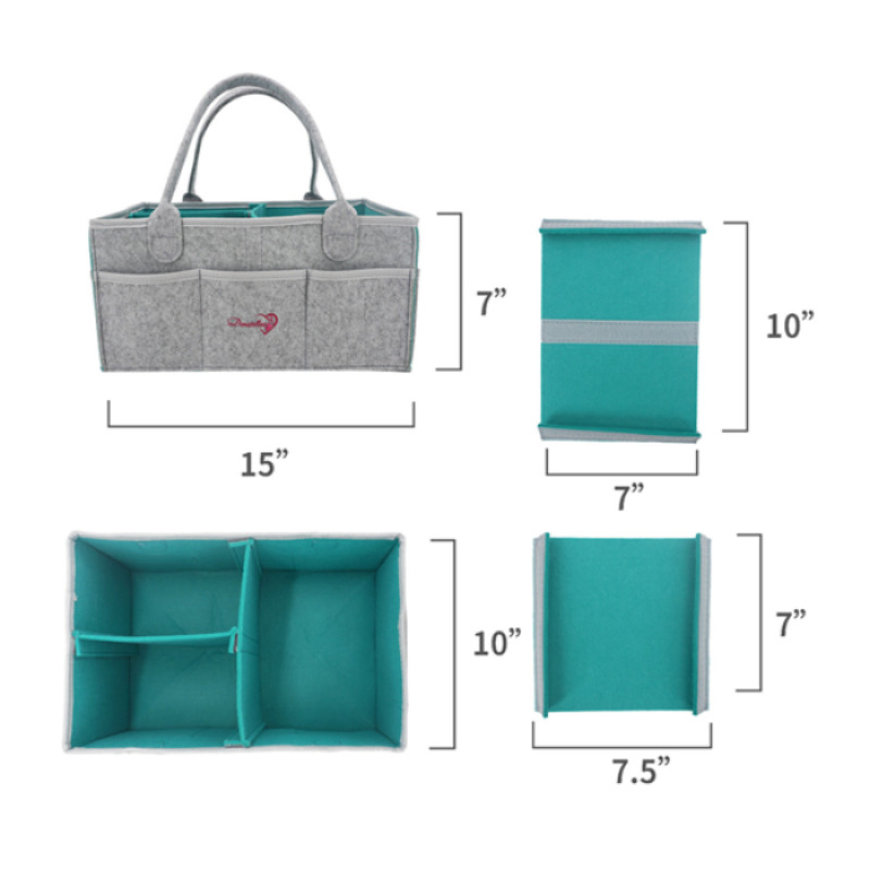 GREY Baby Diaper Caddy Organizer Nursery use Foldable Lightweight for Girls Boys Portable Baby Shower Gift Basket Travel Tote Car